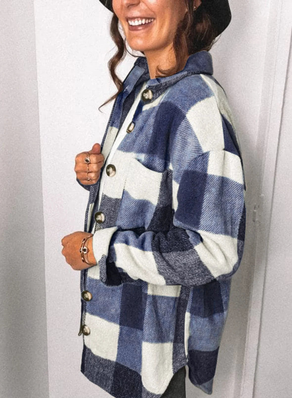 Womens Plaid Shirts Flannel Shacket Jacket Long Sleeve Button down Boyfriend Shirt Coats