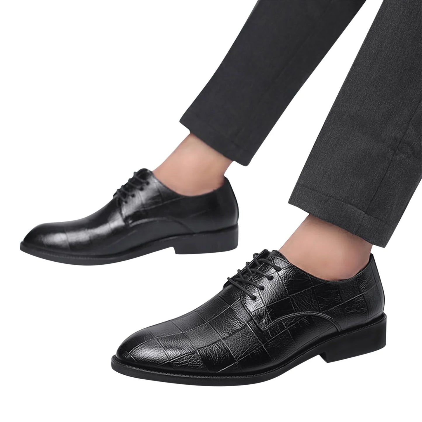 Men’S Dress Shoes Oxfords Uniform Business Lace up Formal Soft Classic Wedding Shoes(Black,10.5)
