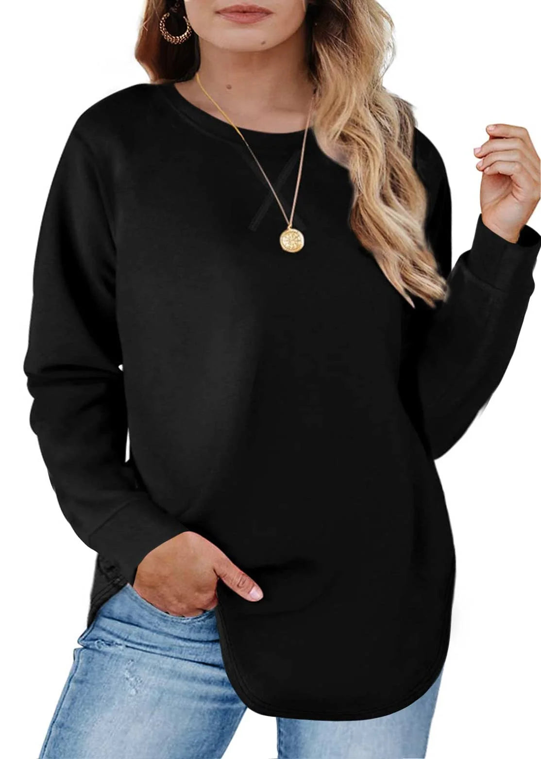 plus Size Sweatshirts for Women Crewneck Casual Tunic Tops Long Sleeve Shirts